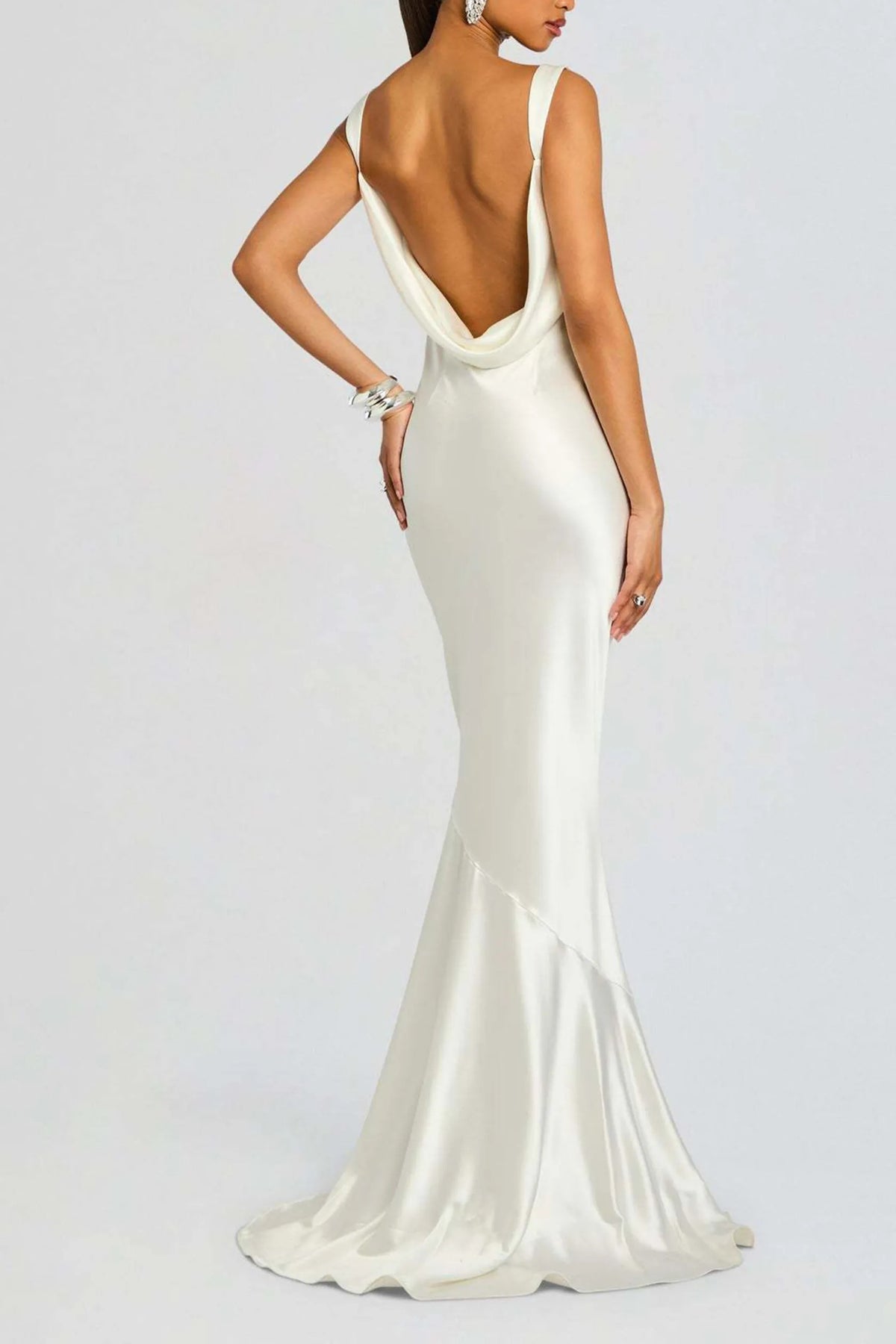 Satin Backless Sexy Wrapping Evening Dress