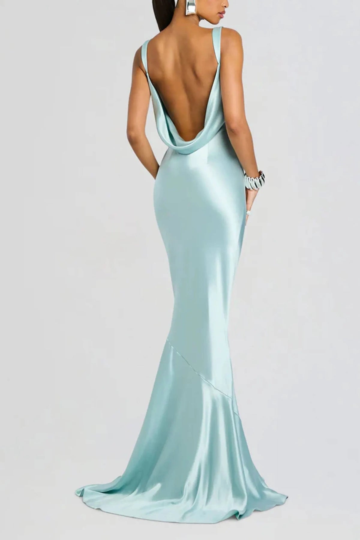 Satin Backless Sexy Wrapping Evening Dress