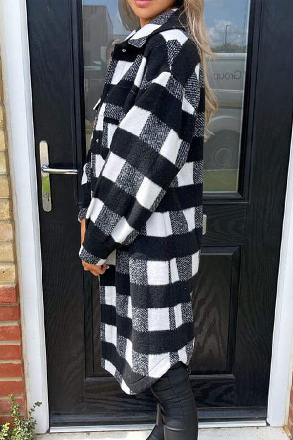 Lapel Casual Loose Plaid Jacket