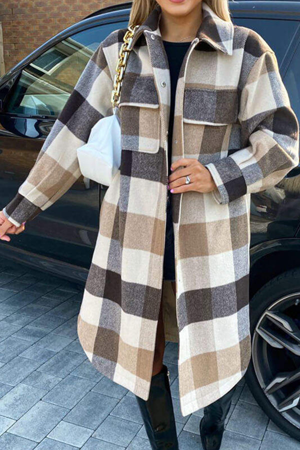 Lapel Casual Loose Plaid Jacket