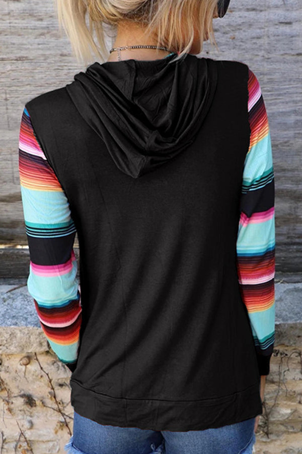 Hooded Sweatshirt with Printed Stitching Pockets