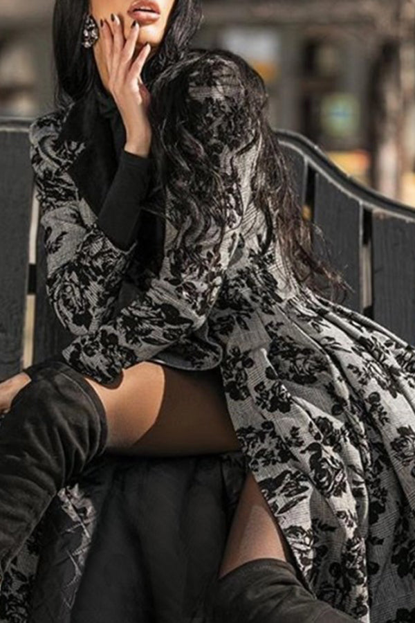 Casual V-neck Printed Women's Coat