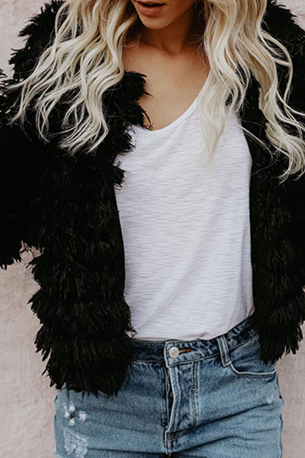 All-match Playful Fringed Fur Coat