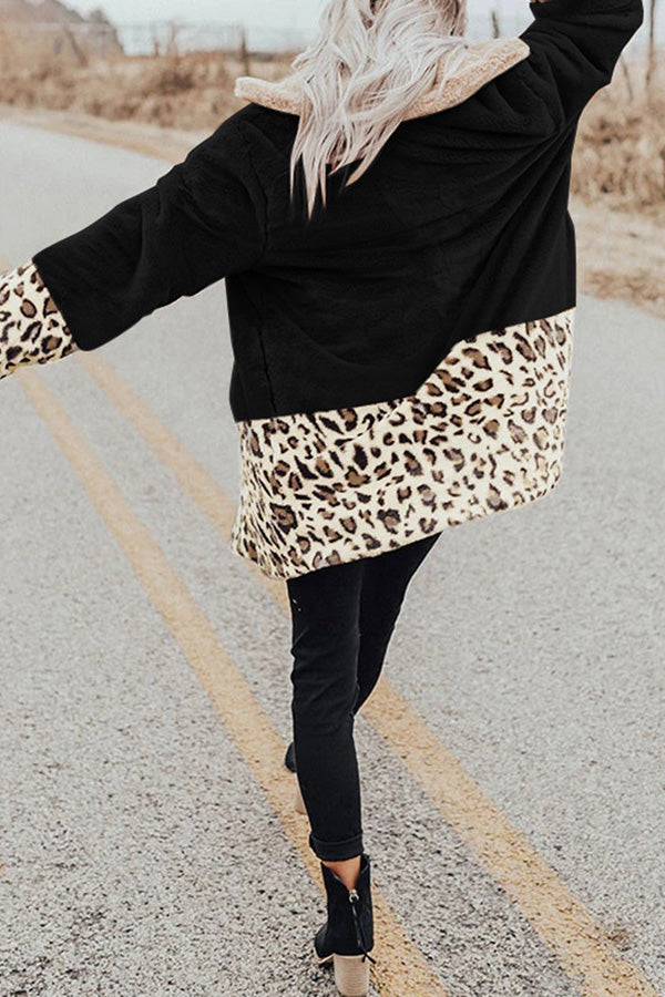Long Sleeves Color Block Leopard Cardigans