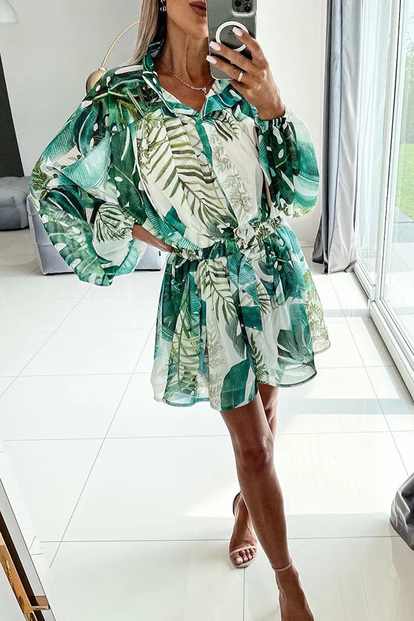 Dynamic Love Printed Puff Sleeve Mini Dress