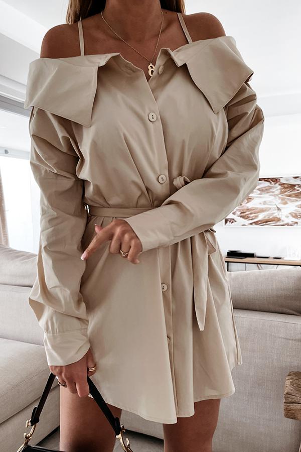 Perfect Together Cold Shoulder Shirt Dress