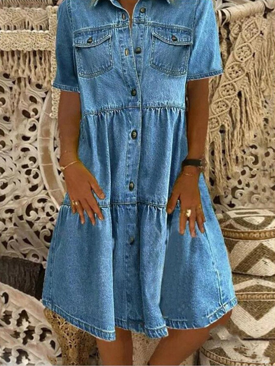 Shirt Collar Solid Dress