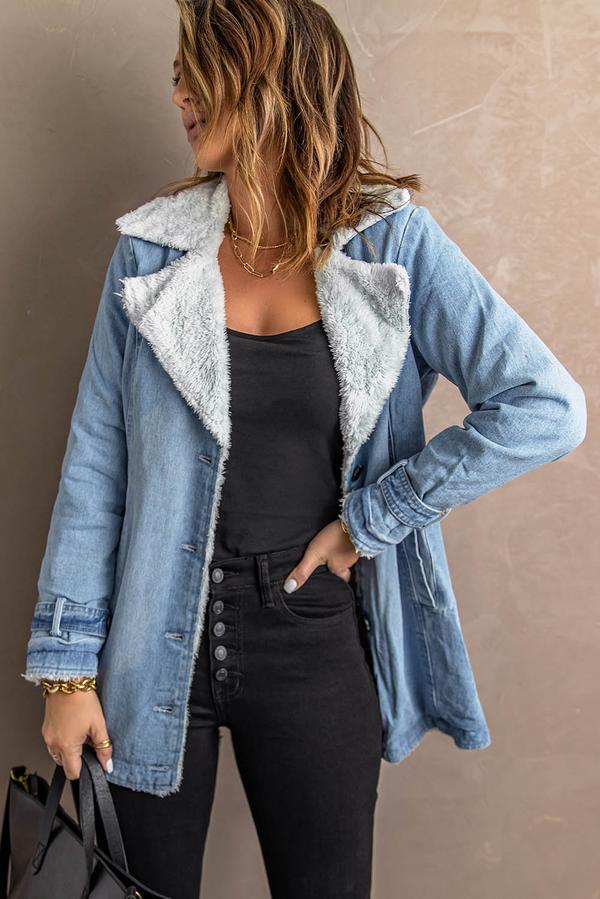 Lapel Collar Button Fleece Jacket