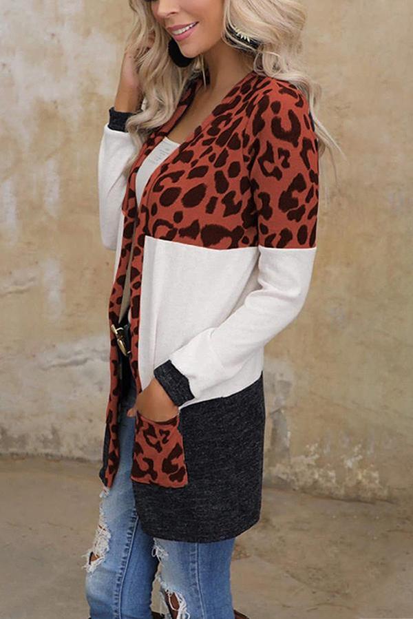 Colorblock Leopard Cardigan