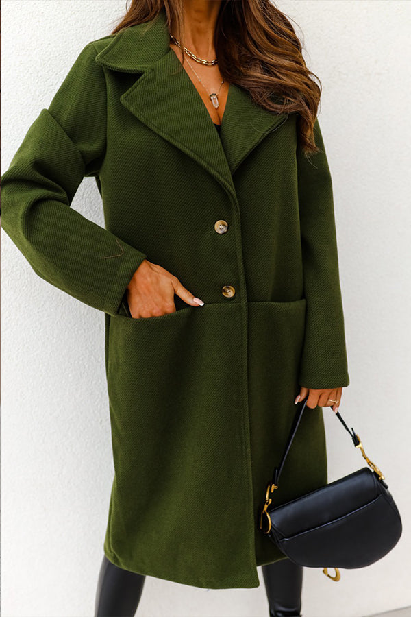 Elegant Coat with Plain Pockets