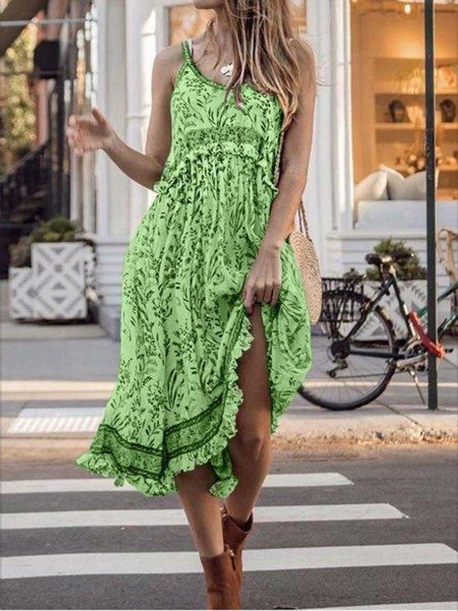 Temperament Print Retro Multicolor Dress