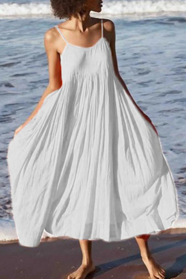 Summer Spaghetti Cotton Holiday Boho Maxi Dresses