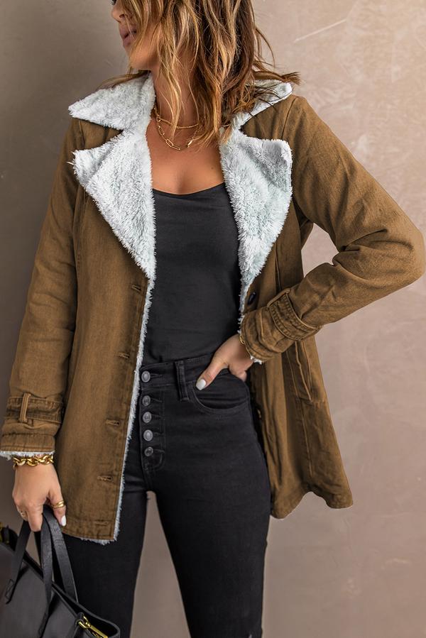 Lapel Collar Button Fleece Jacket