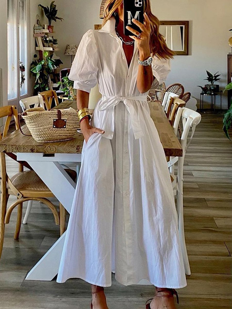 Solid Shirt Dress