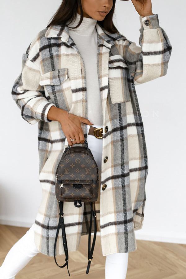Casual Waist Check Print Jacket