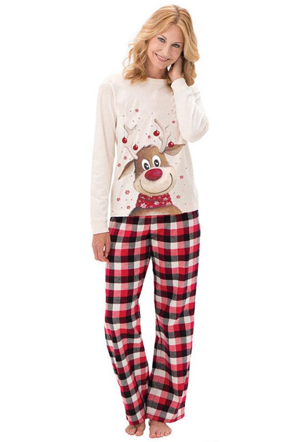 Christmas Family Pack Elk Printed Parent-child Long Sleeve Pajamas Set Home Service