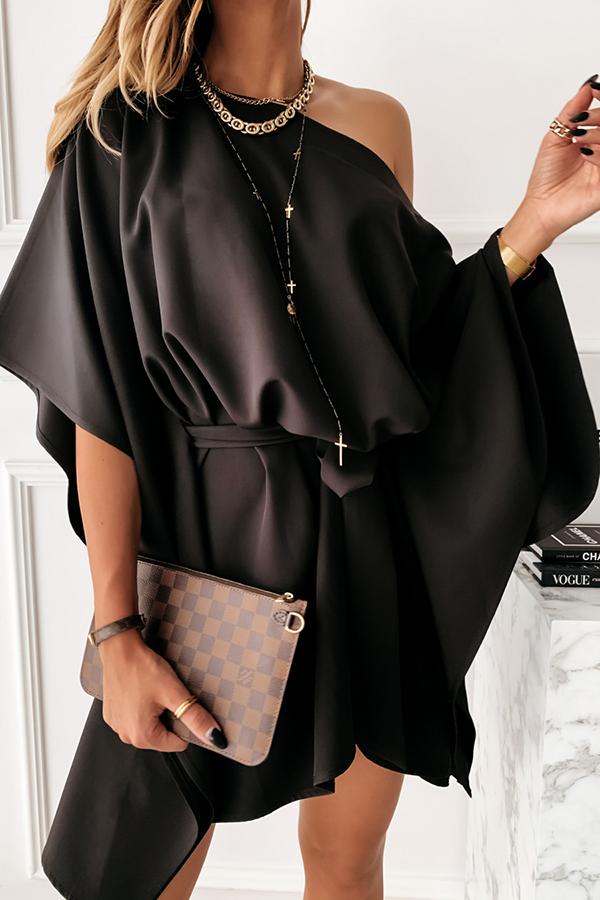 Batwing Sleeve Cape Dress