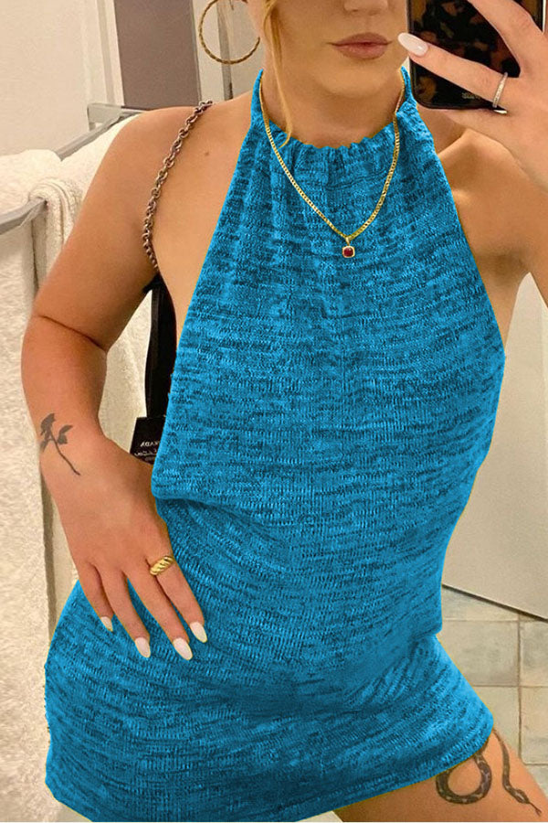Vacation Package Hip Backless Camisole Sweater Dress