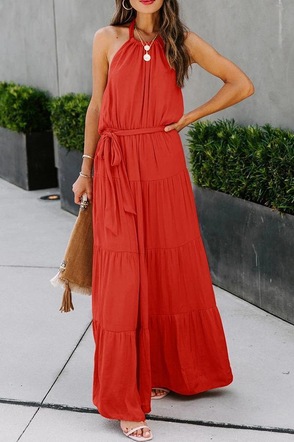 Glamorous Solid Halter Maxi Dress