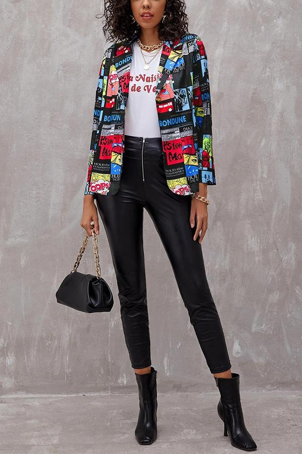 Newspaper Print Lapel Suit