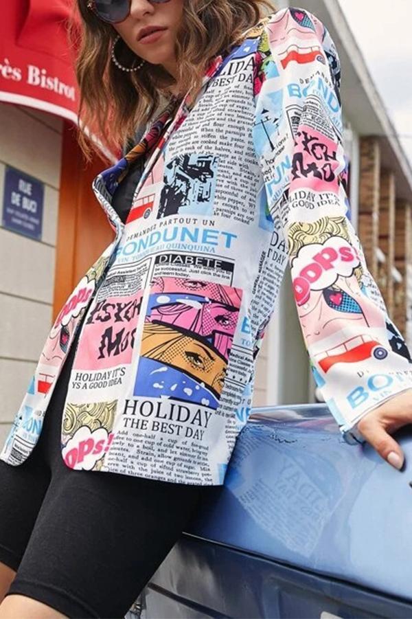 Newspaper Print Lapel Suit
