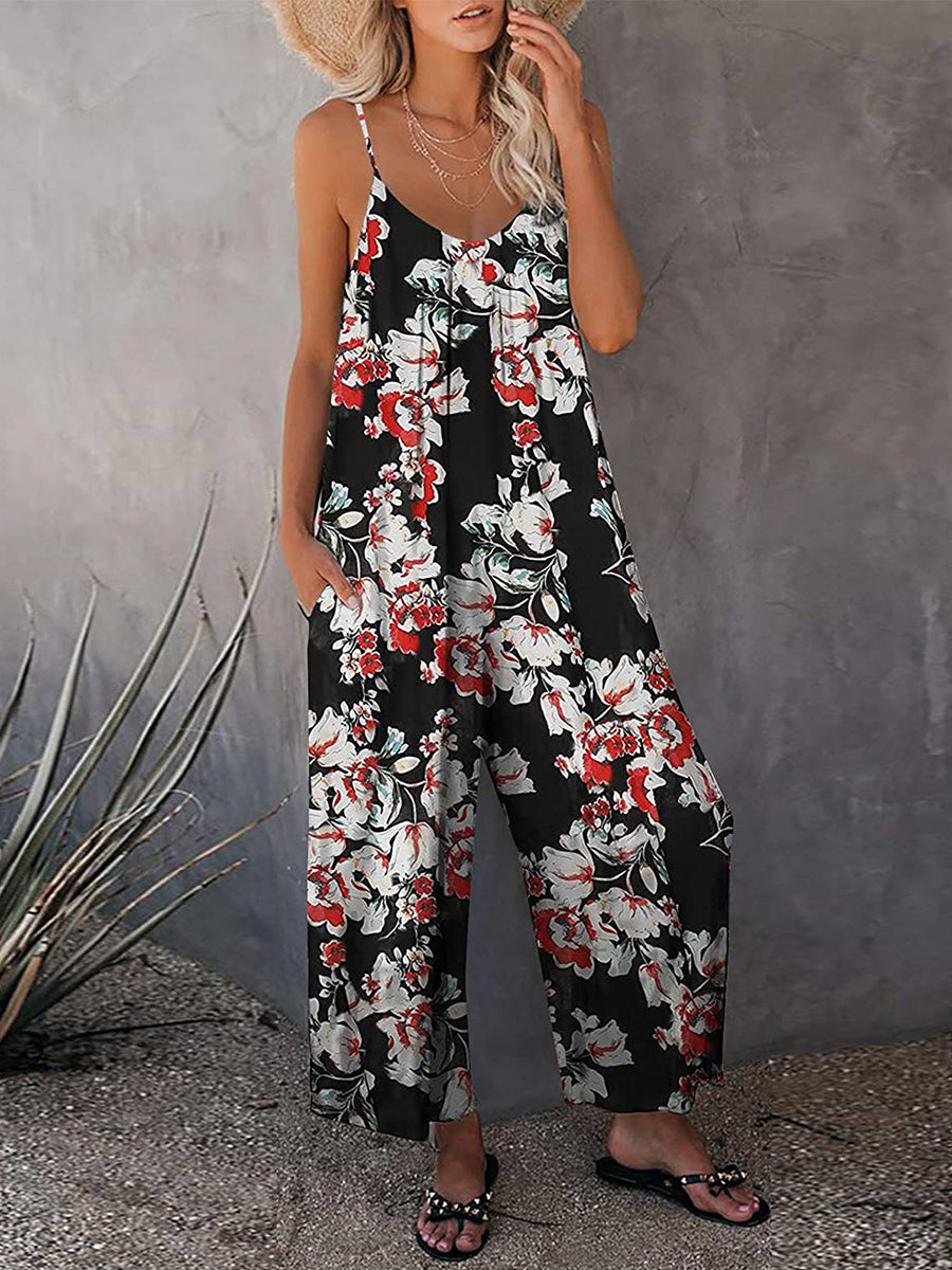 Printed Suspender Jumpsuit