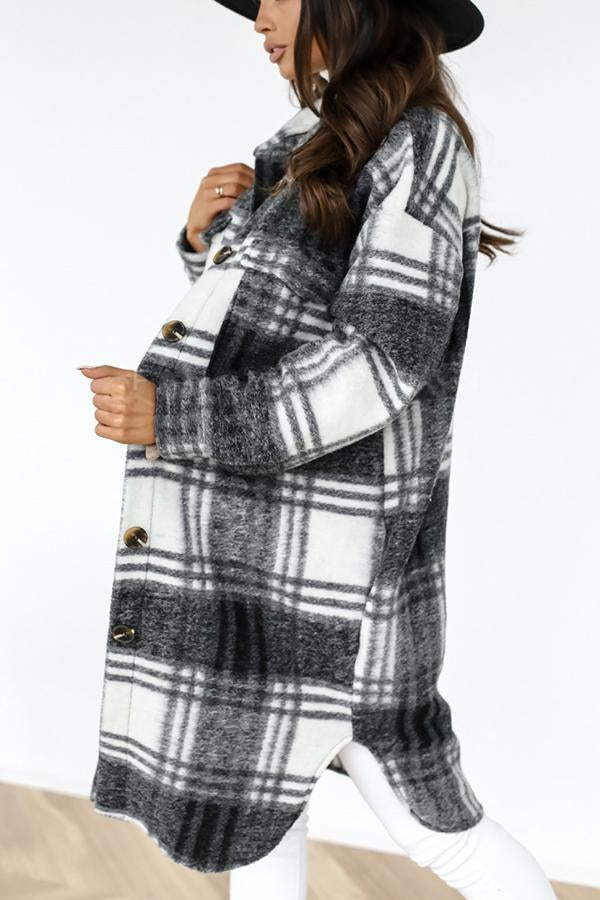 Plaid Woolen Coat