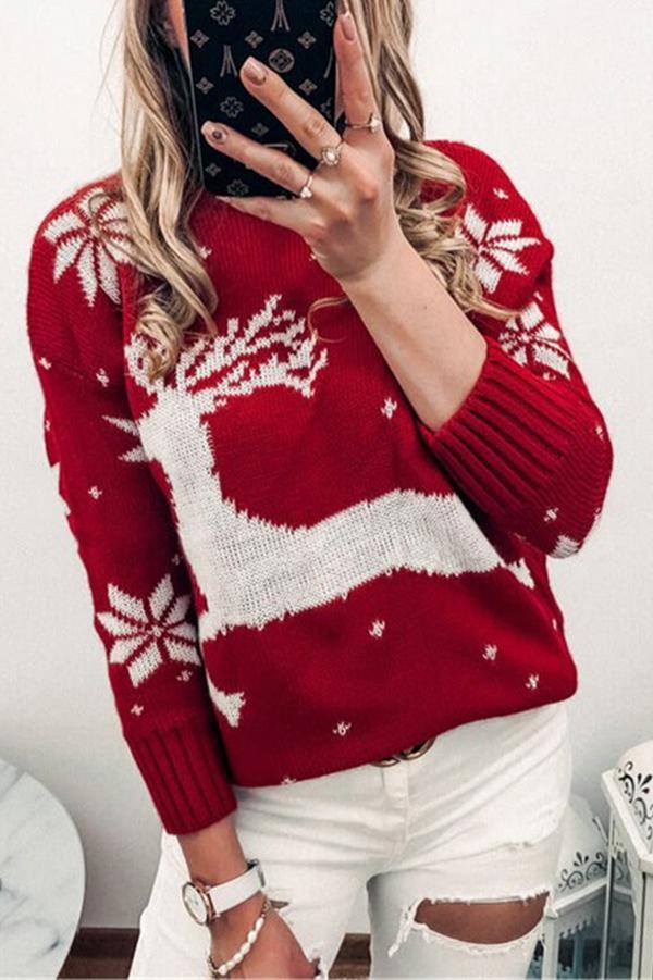 Christmas Knitted Long-sleeved Sweater