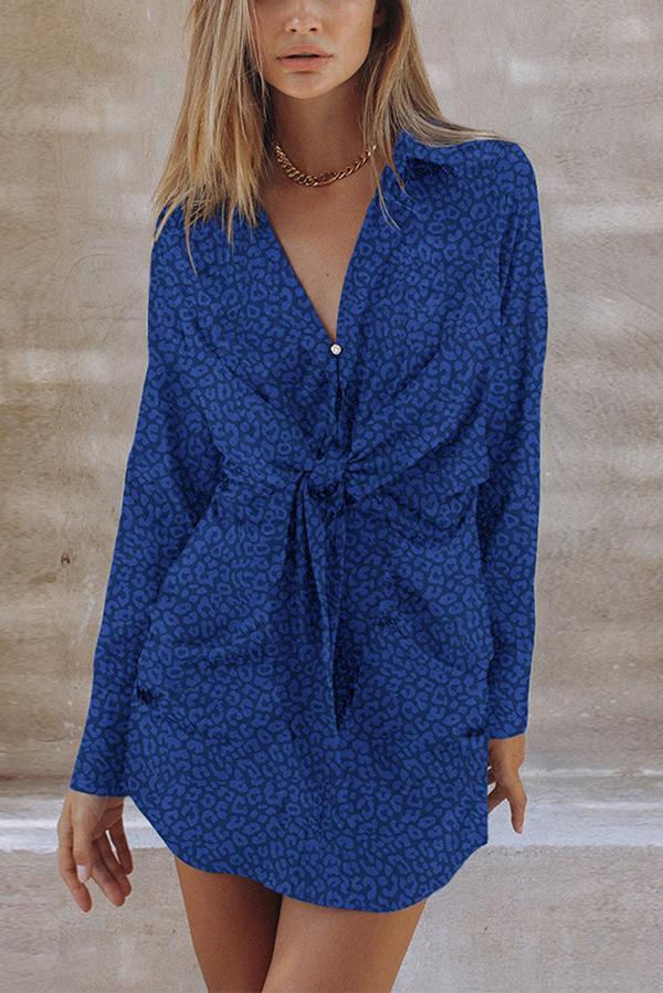 Leopard Print Shirt Dress