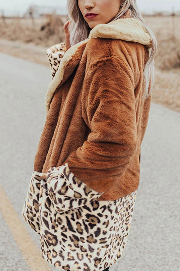 Long Sleeves Color Block Leopard Cardigans