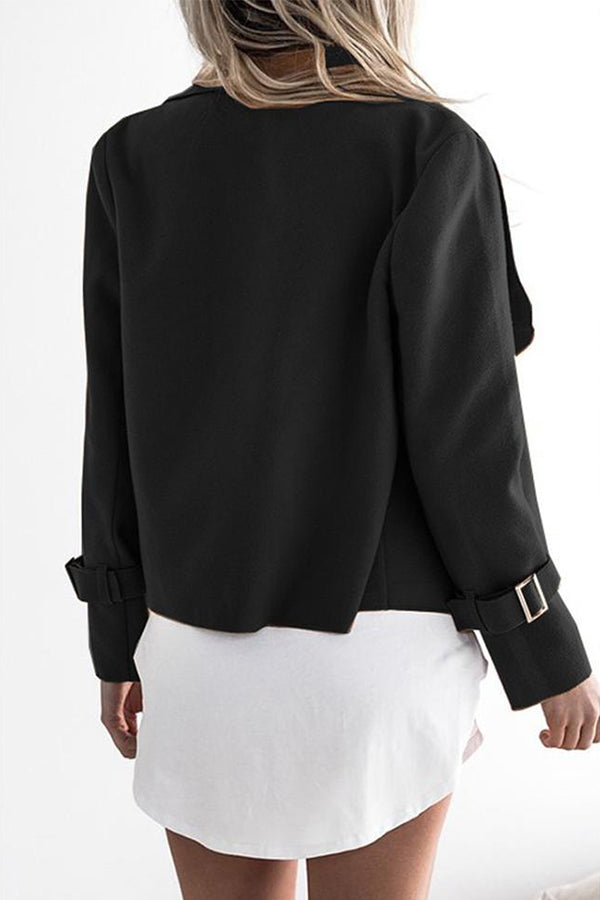 Irregular Solid Color Wool Jacket