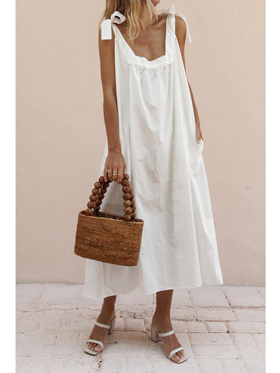 Ruffled feminine sexy backless lace-up dress