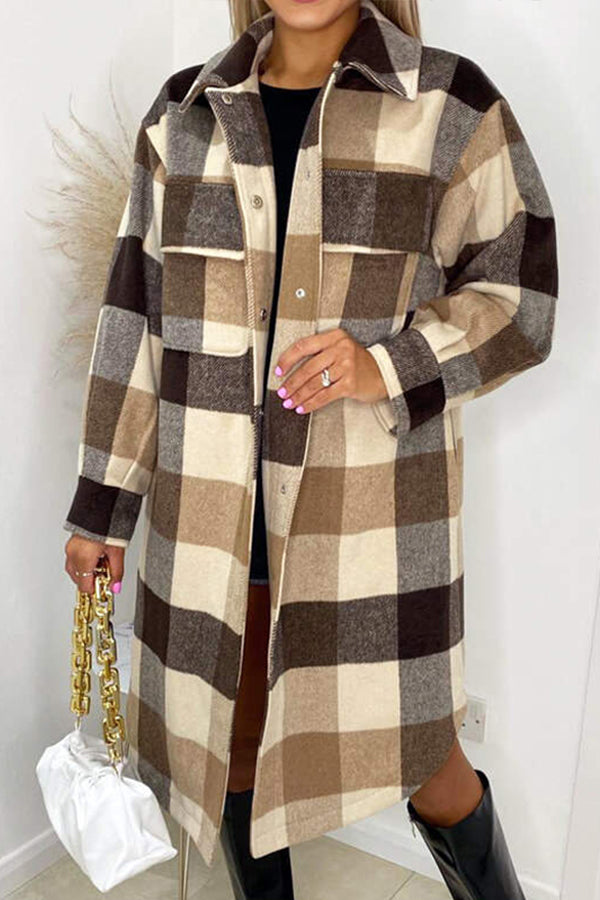 Lapel Casual Loose Plaid Jacket