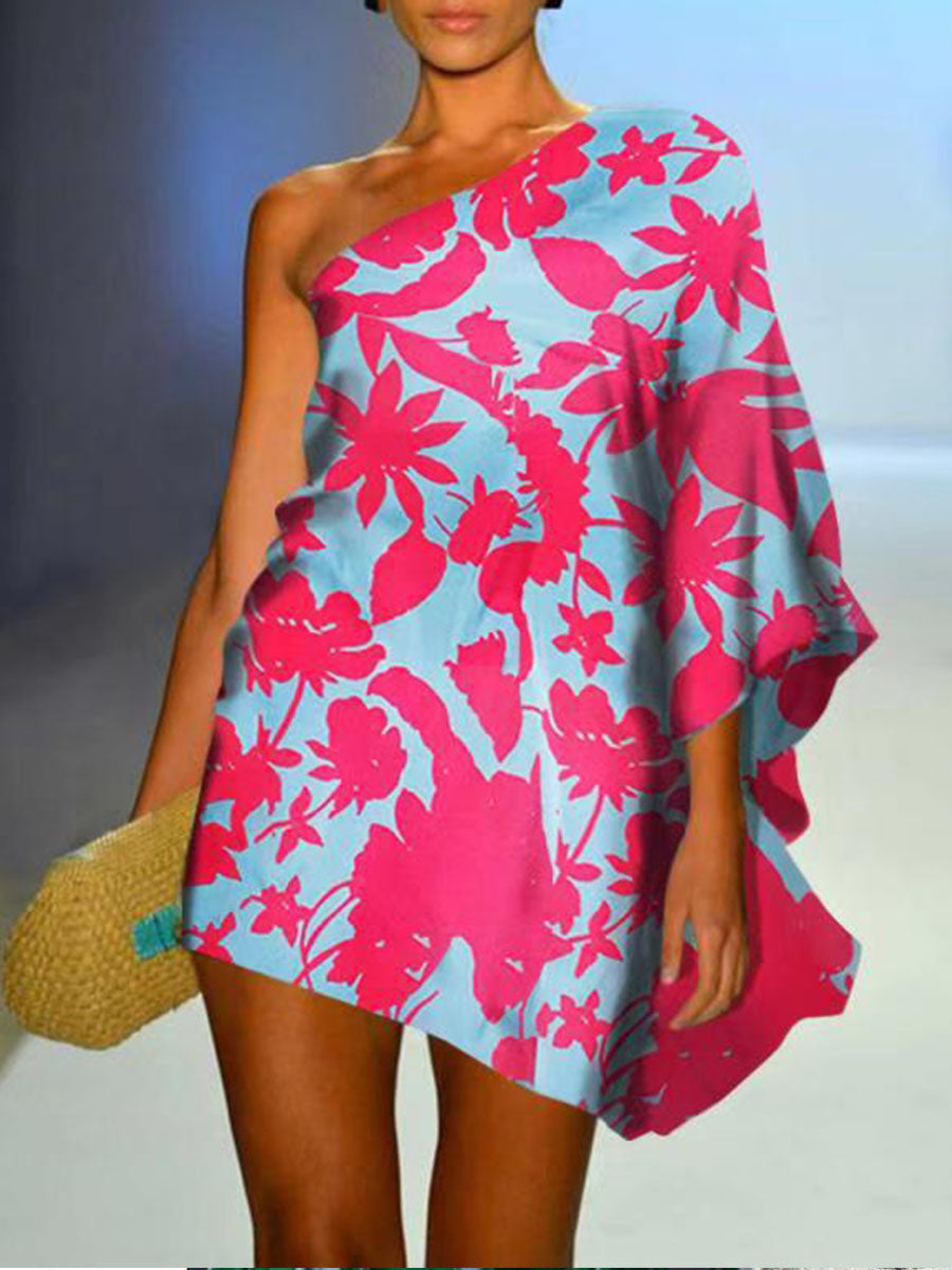 One-shoulder Leopard Print Mini Dress