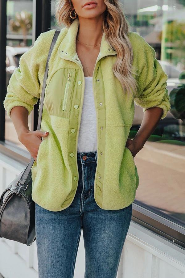 Cozy Fleece Solid Pocketed Jacket