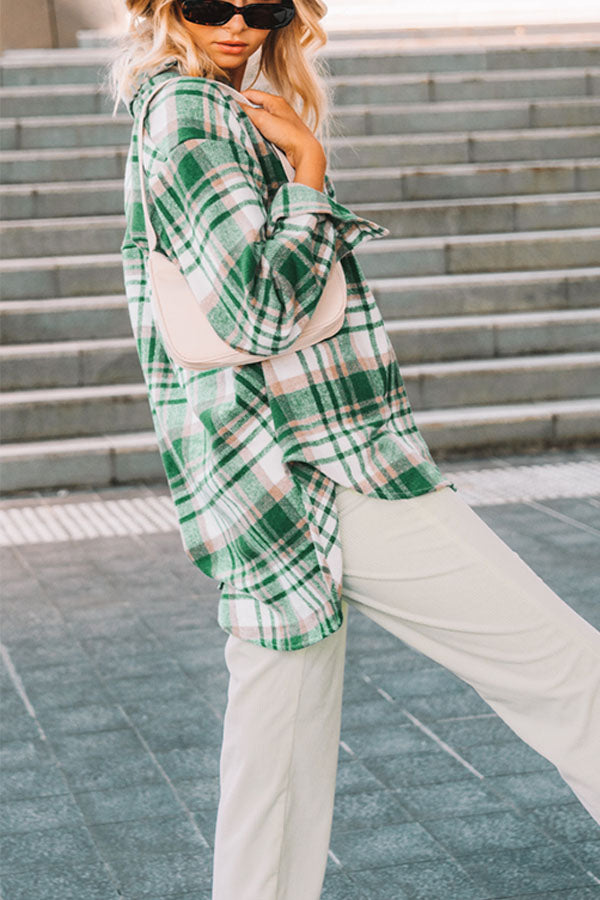 New Women's Plaid Shirt Coat