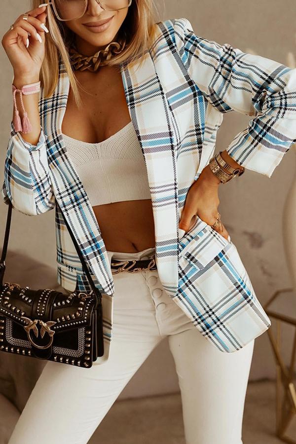 Multicolor Check Printed Suit Jacket
