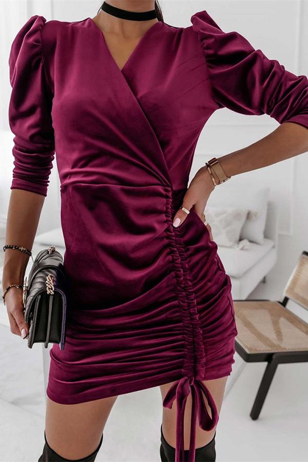 Velvet Ruched Dress