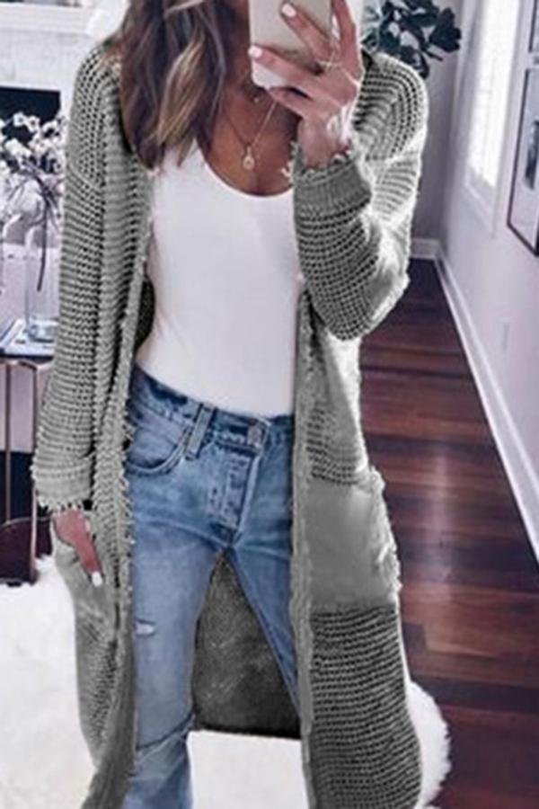 Solid Color Boho Long Sleeve Coat