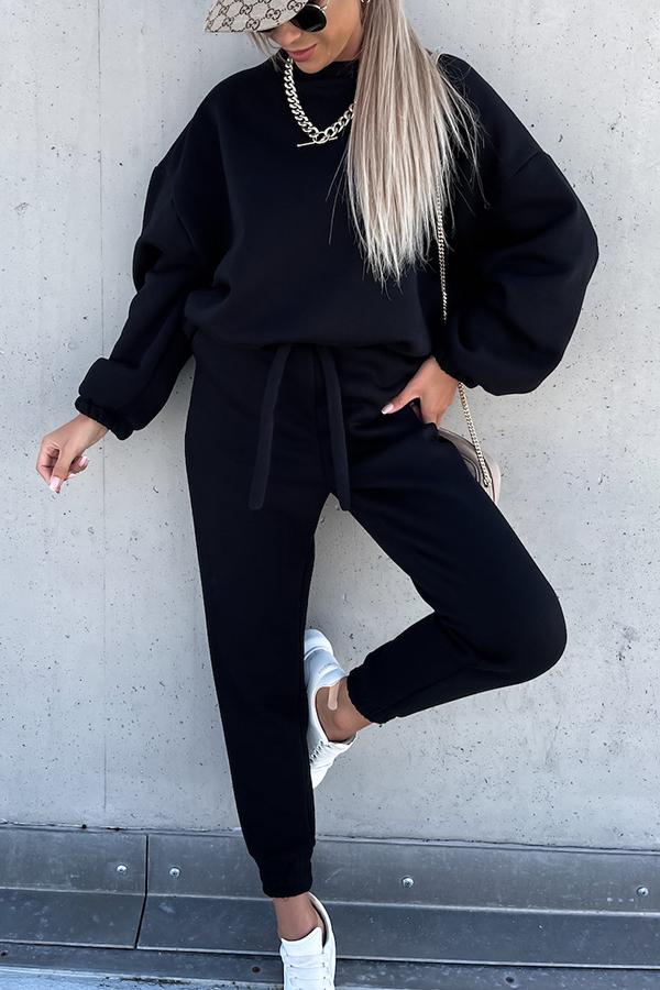 Sporty Style Solid Color Pants Suit