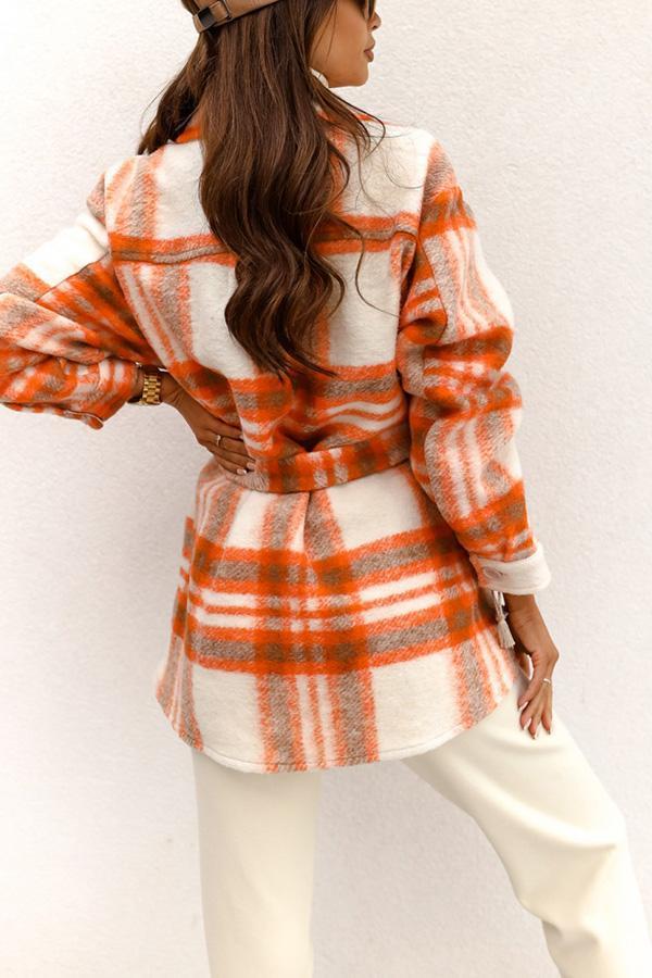 Plaid Tie Front Coat