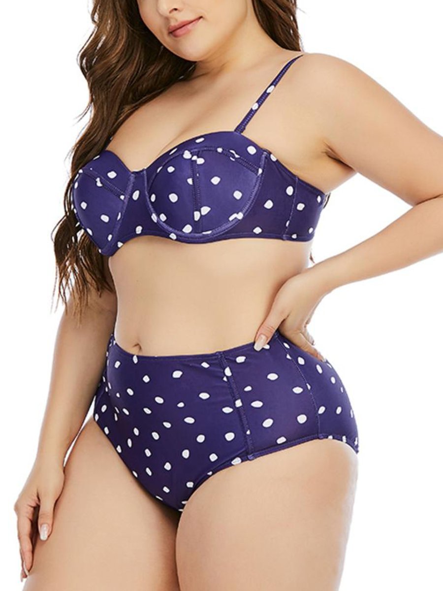 Bohemian Dot Print Blue Two-piece Swimsuit