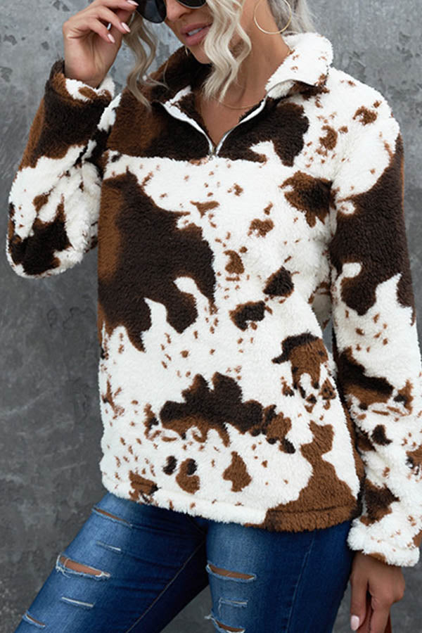 Sherpa Half-Zipper Pullover Sweatshirt