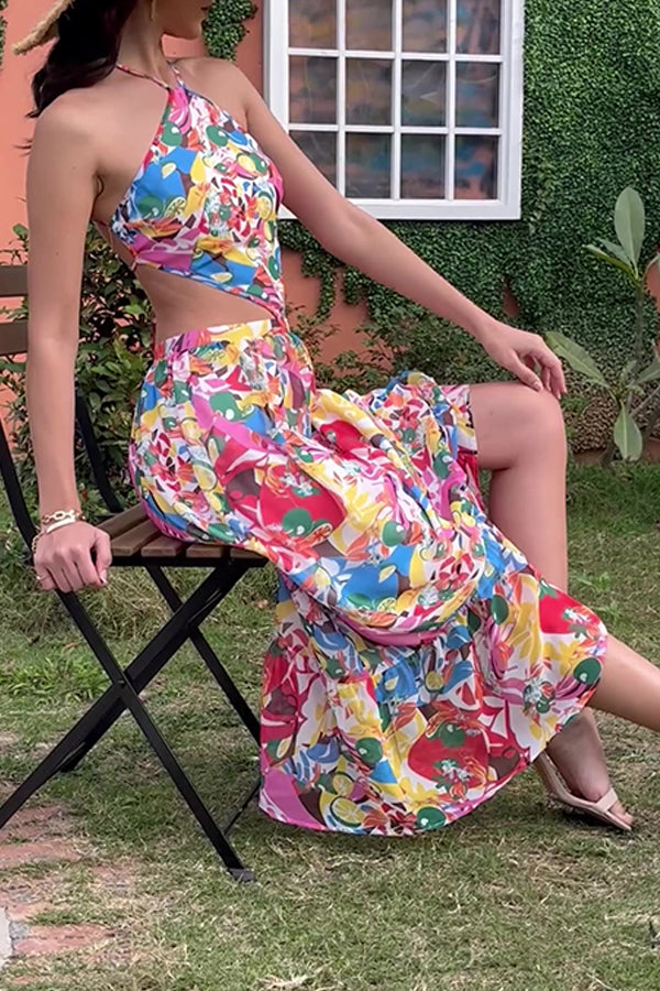 New Print Sexy Sleeveless Halter Dress
