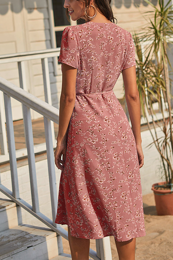 Bandage Slim Chiffon Floral Dress