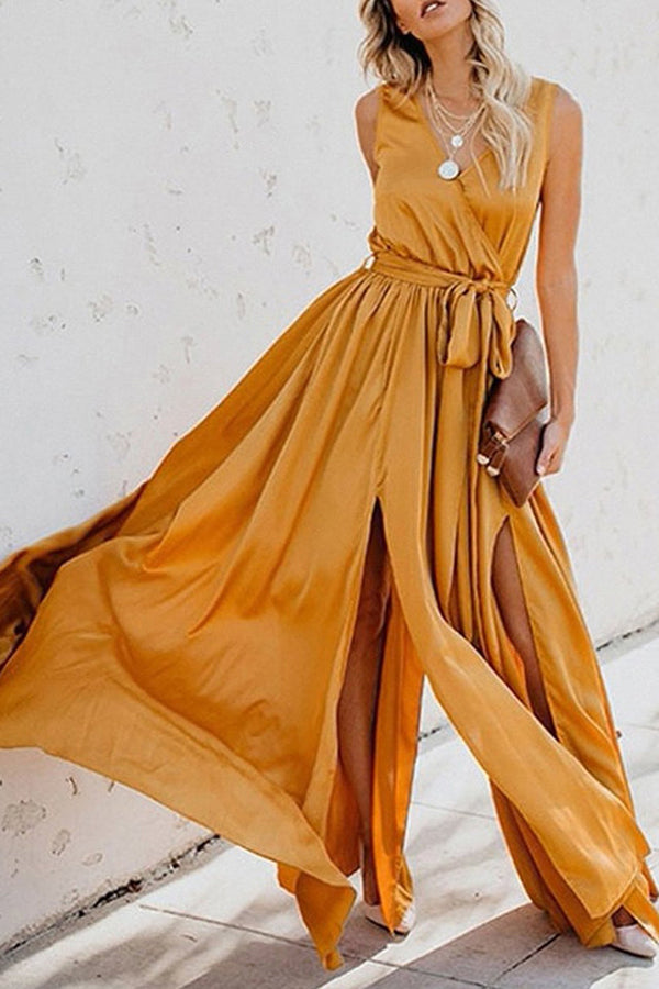 Solid Bohemian Split Dress