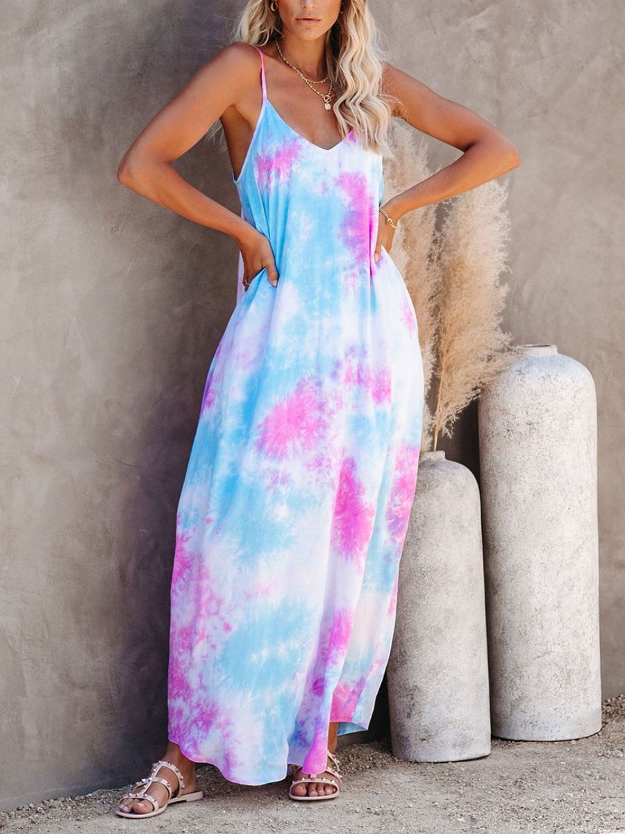 Tie-dye Loose Multicolor Maxi Dress