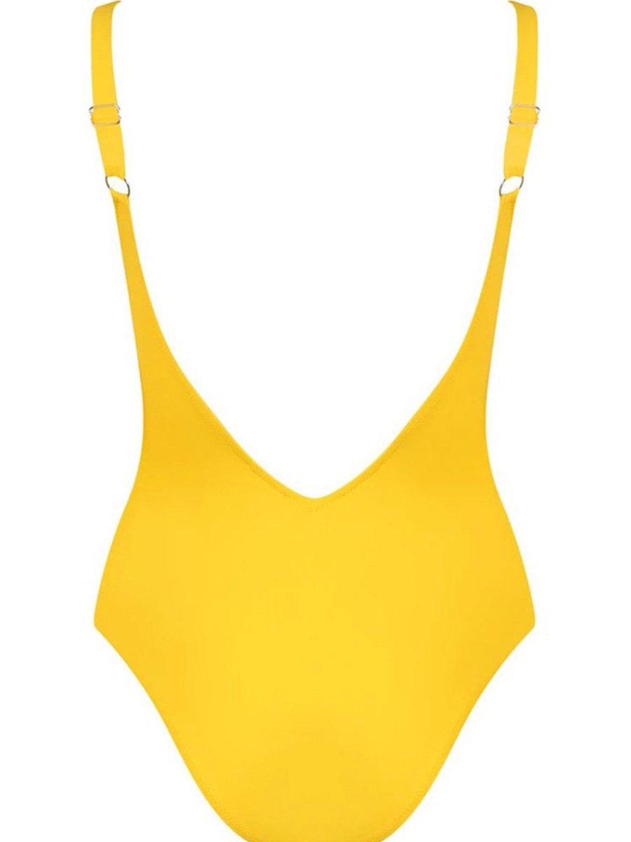Contrast Crisscross Strappy V Neck One-piece Swimsuit (3 Colors)