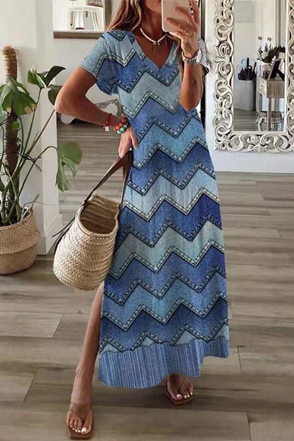 Loose Casual Printed Short Sleeve Dress