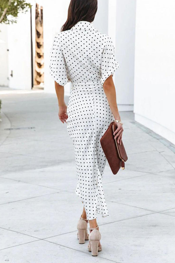 Polka Dot Sleeve Midi Dress